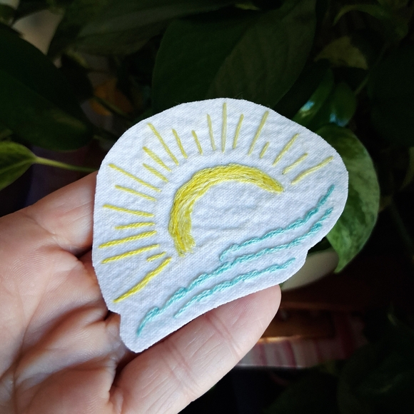 Handmade Accessories - Embroidered Sun and Waves Patch